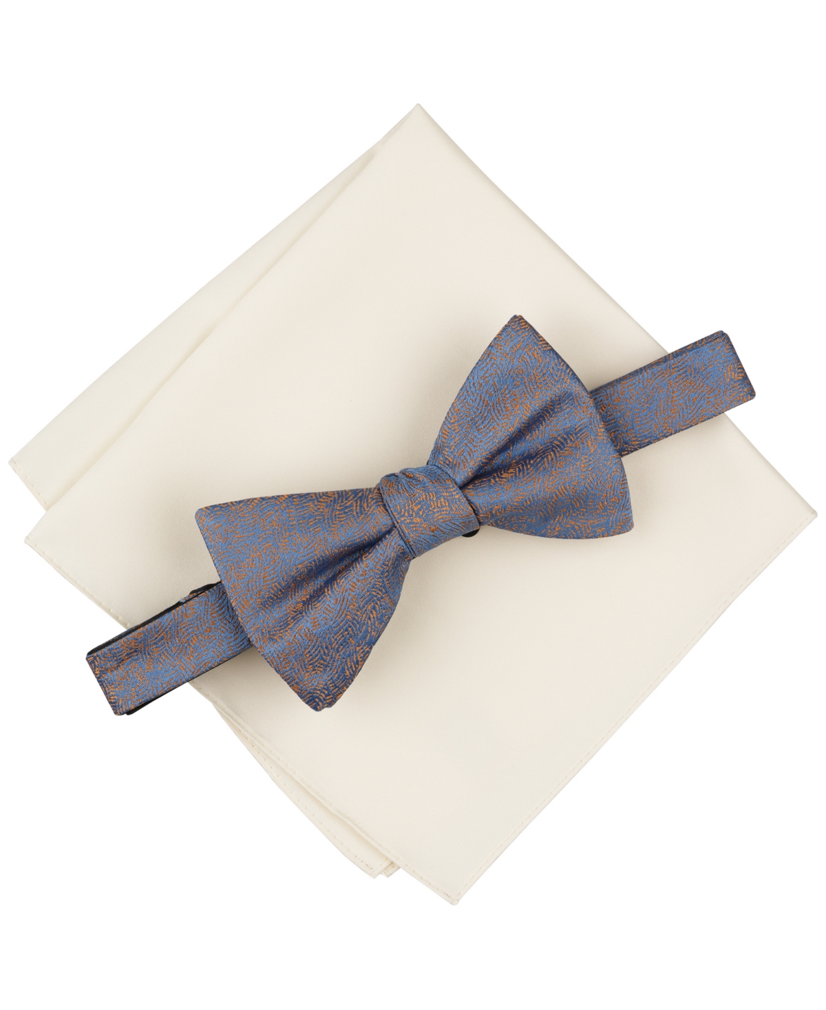 Men's Ozarks Abstract Bow Tie & Solid Pocket Square Set, Exclusively at Macy's - Cognac