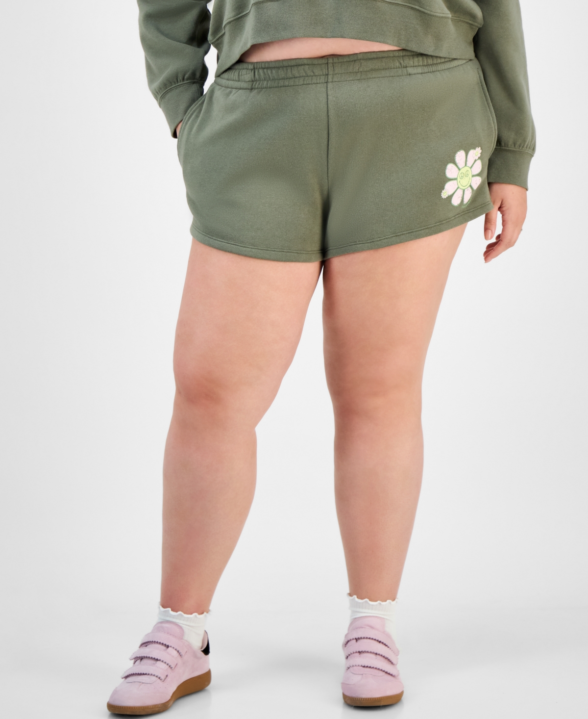 Trendy Plus Pull-On Daisy Shorts - Green