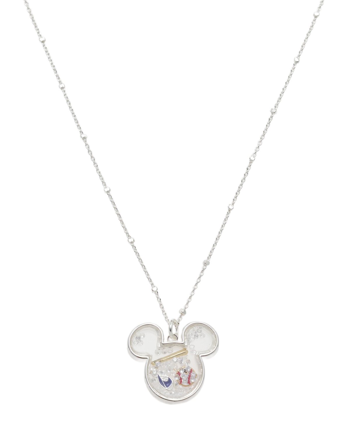 Mickey Mouse Crystal Baseball Shaker Pendant Necklace - Two-Tone