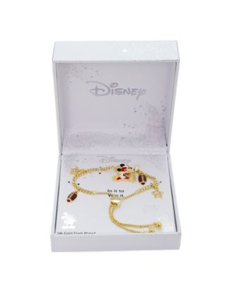 Cubic Zirconcia Mickey Mouse Football Charm Bolo Bracelet
