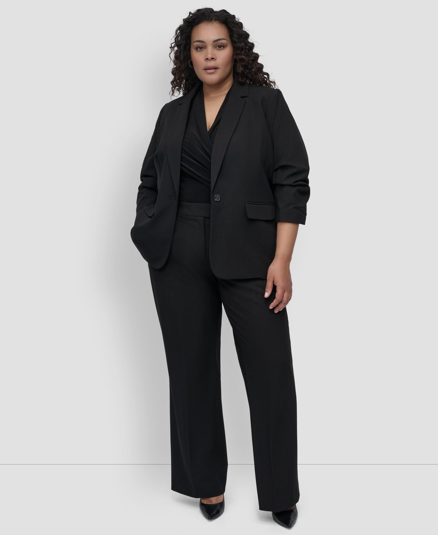 Женский пиджак DKNY Plus Size 3/4-Sleeve Madison Blazer, цвет: Чёрный — фото 1