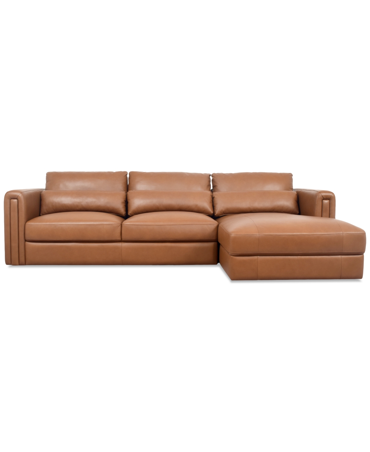 Macy's Touville 2-pc. Leather Sectional With Chaise, Exclusively At  In Brown