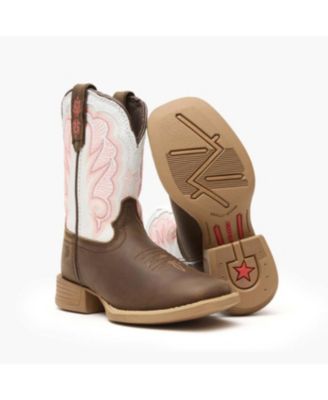 Kids Lil' Rebel Pro Trail Brown and White Western Boot