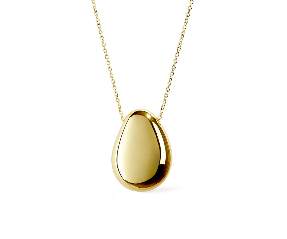 - Gold Pendant Necklace - Pebble - Gold, gold