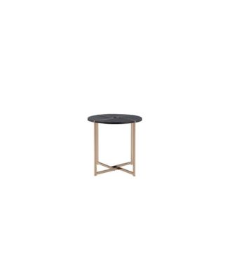 Contemporary Round Side Table – Manufactured Wood with Metal Accents