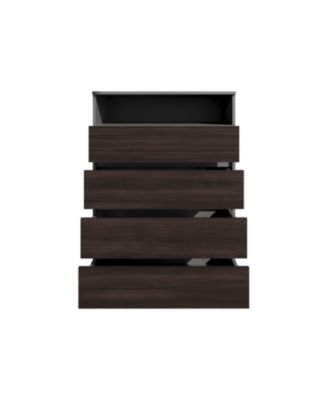 Trevose Dresser, 4 Drawers, 1 Shelf, Matt Gray / Dark Oak