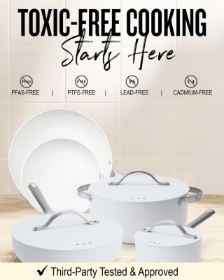 Mobi Nonstick Ceramic Cookware Set 8-Piece Set - Easy to Clean, Oven Safe and Made without PFAS, PFOA & PTFE