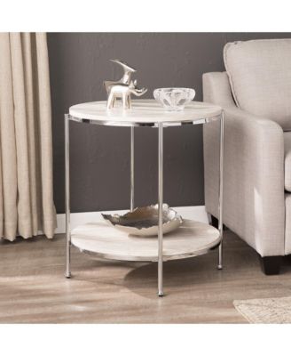 Wood and Iron Rectangular End Table with Shelf for Living Room or Bedroom