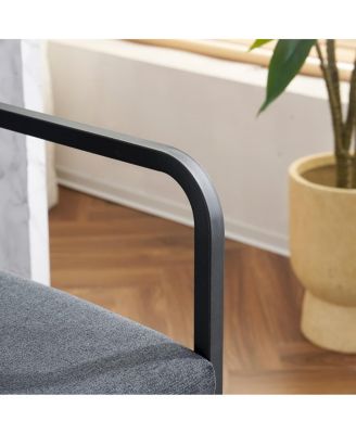 Set of 2 Counter Height Stools, 26.7" Seat Height with Armrests, Metal Frame & Upholstered Cushions