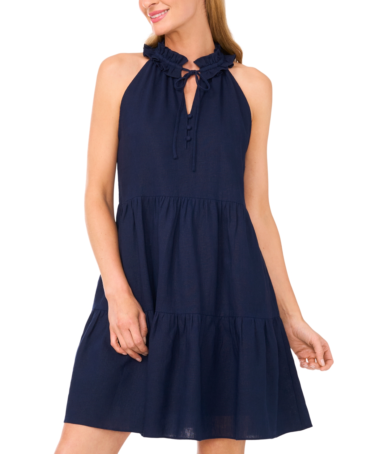 Cece Clip Dot Flutter Sleeve Midi Dress