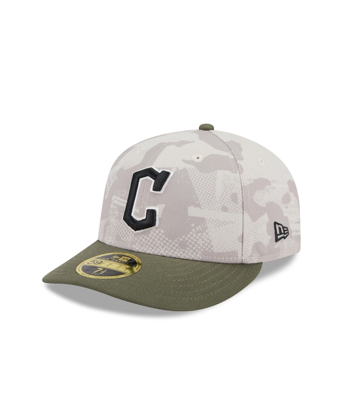 Shop New Era Men's Light Beige/olive Cleveland Guardians 2025 Armed Forces Day Low Profile 59fifty Fitted Hat