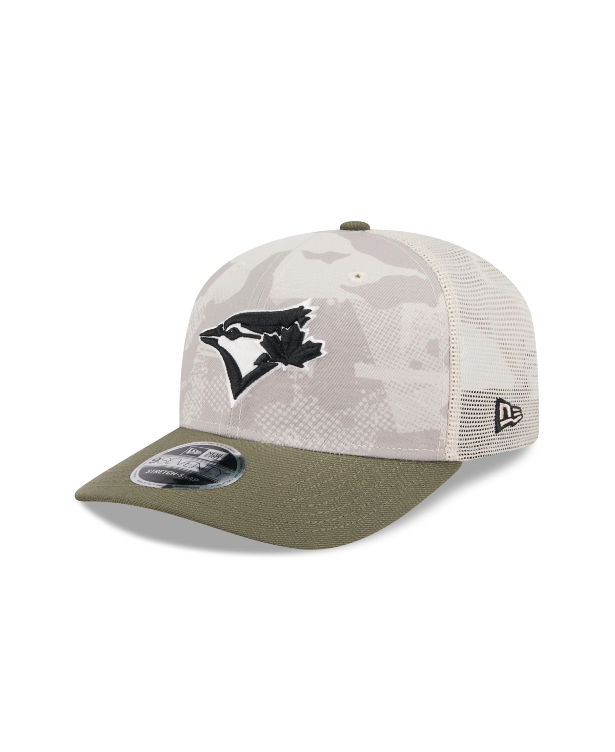 NEW ERA MEN'S LIGHT BEIGE/OLIVE TORONTO BLUE JAYS 2025 ARMED FORCES DAY 9SEVENTY ADJUSTABLE HAT 