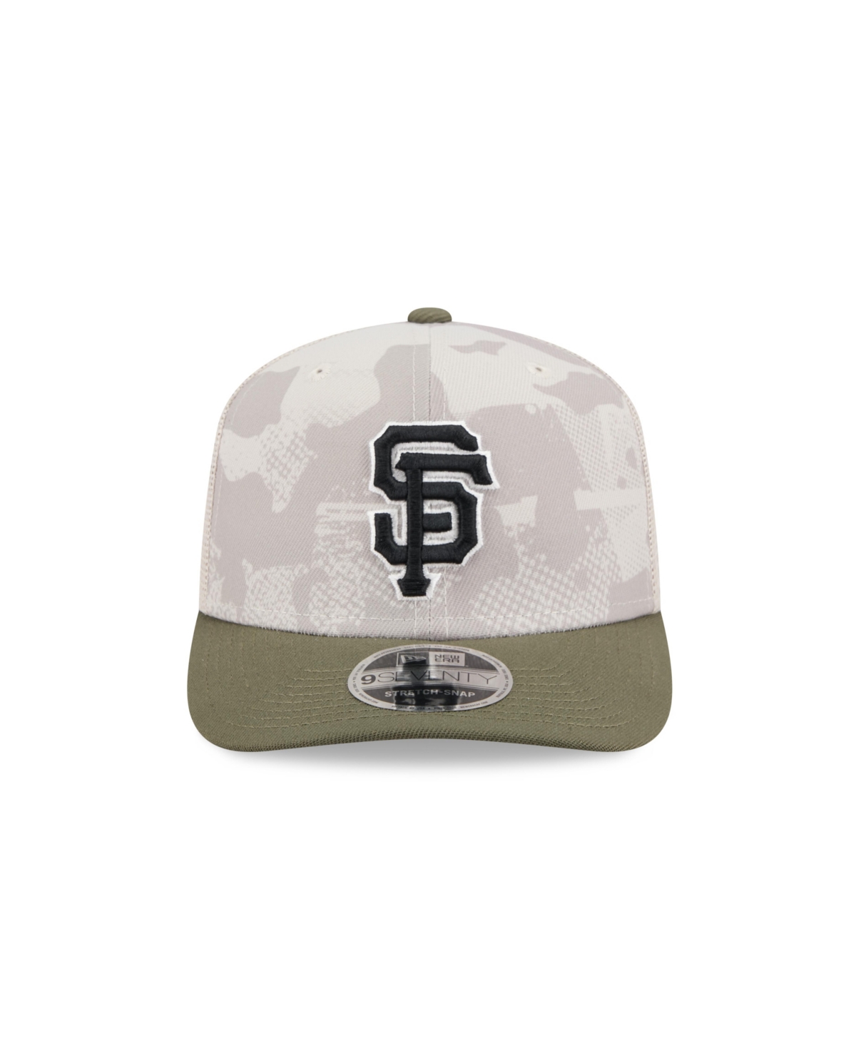 NEW ERA MEN'S LIGHT BEIGE/OLIVE SAN FRANCISCO GIANTS 2025 ARMED FORCES DAY 9SEVENTY ADJUSTABLE HAT 