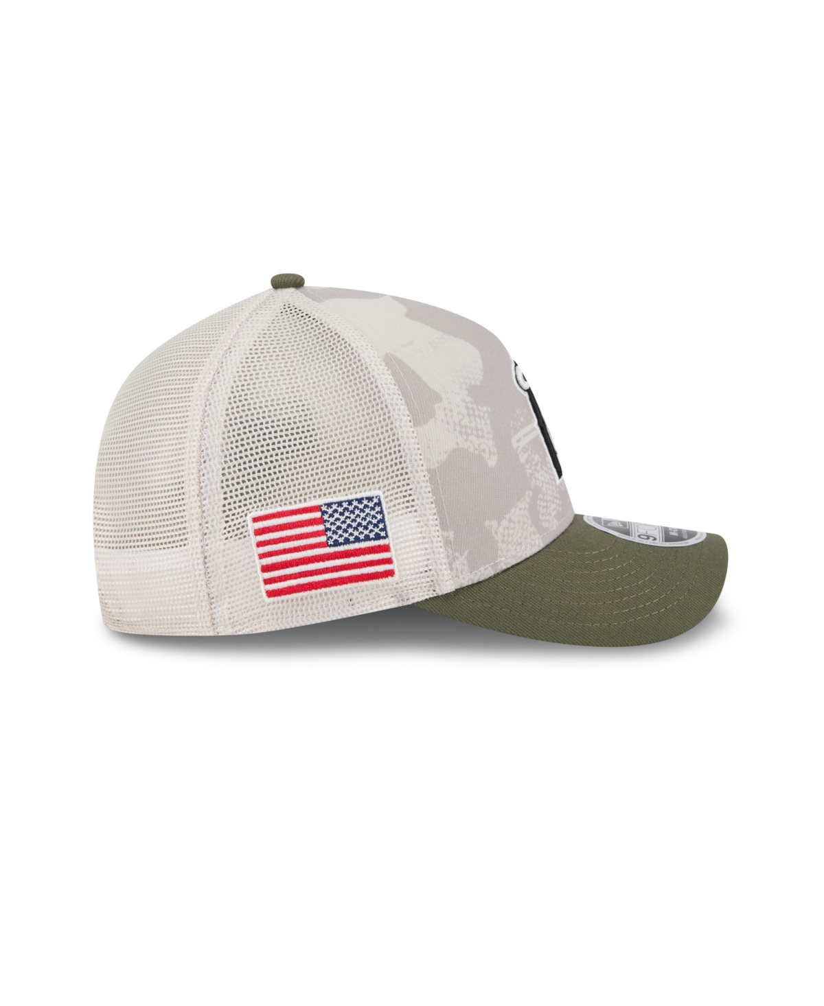 NEW ERA MEN'S LIGHT BEIGE/OLIVE LOS ANGELES ANGELS 2025 ARMED FORCES DAY 9FORTY M-CROWN A-FRAME ADJUSTABLE H 