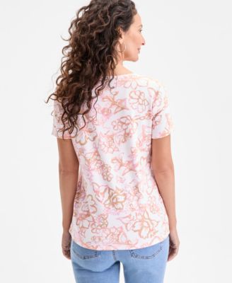 Women's Printed Scoop-Neck Short-Sleeve Top, Exclusively at Macy's