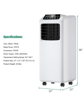  9000 BTU, Built-in Dehumidifier, Remote Control  Portable Air Conditioner