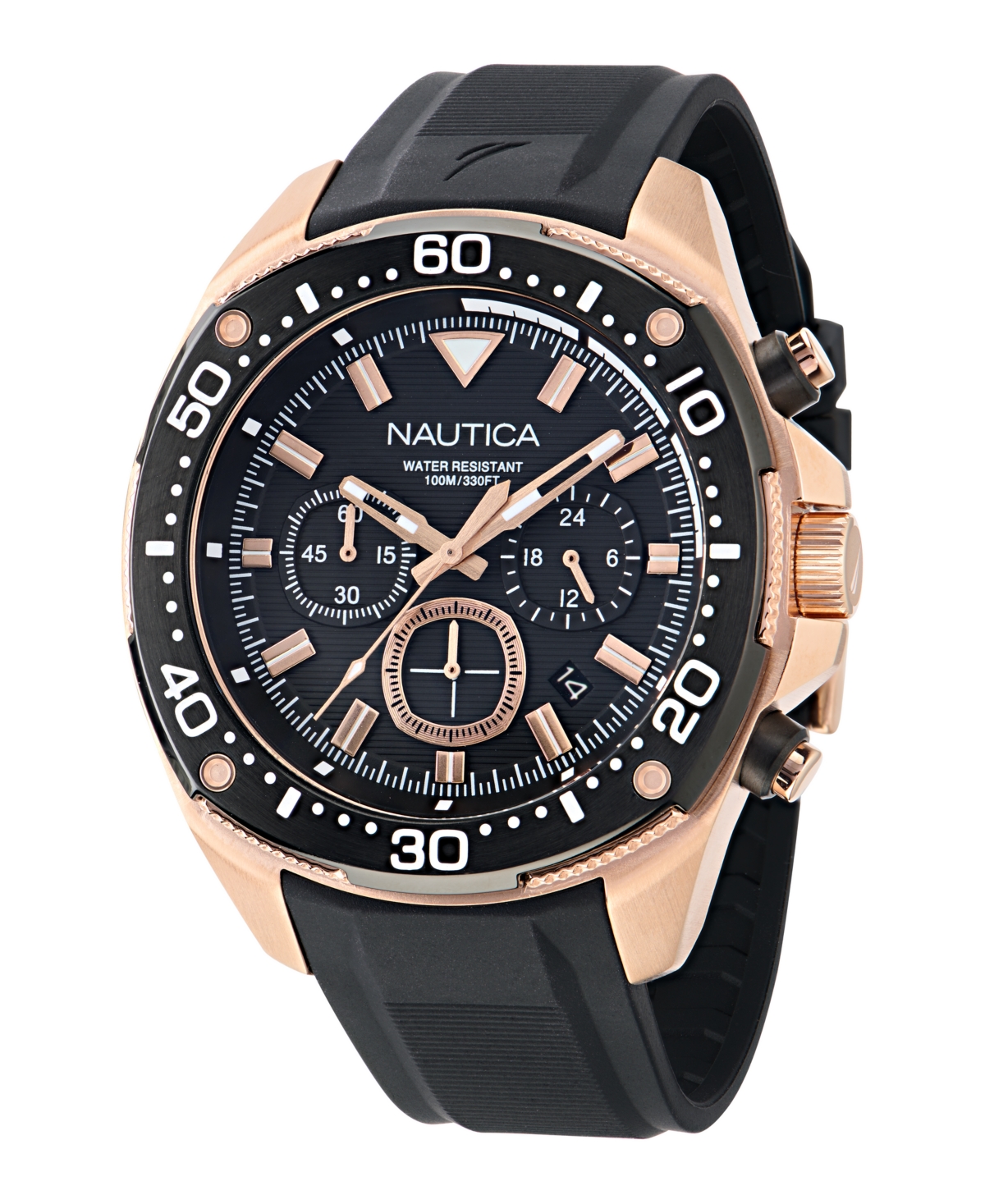 Men's Chronograph Black Silicone Watch, 46mm - Black