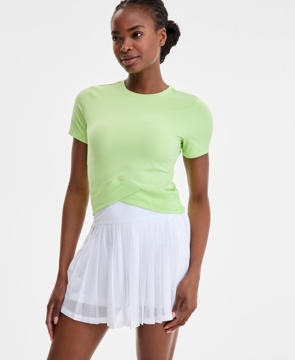 Id Ideology Women's Overlap Cropped Crewneck T-shirt, Exclusively At Macy's