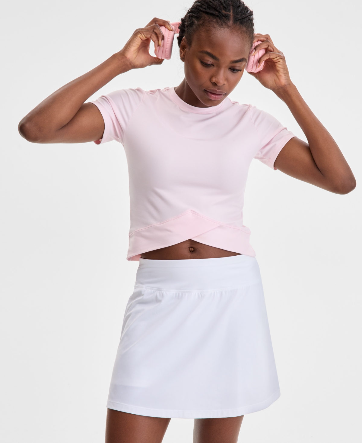 Id Ideology Women's Overlap Cropped Crewneck T-shirt, Exclusively At Macy's