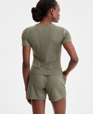 Women's Overlap Cropped Crewneck T-Shirt