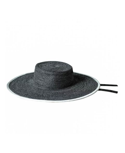 Женский головной убор Brunna.co Lolo Wide-brim Jute Boater, цвет: Чёрный
