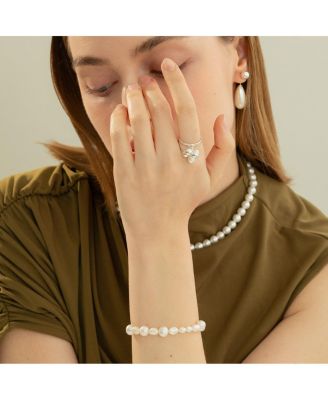 Sterling Silver Isabelle Cluster Pearl Adjustable Ring