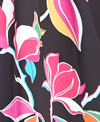 Juniors' Printed Smocked-Bodice Slit-Front Dress