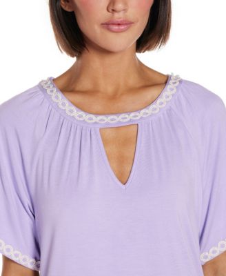 Women's Crochet Trim Short Sleeve Knit Top