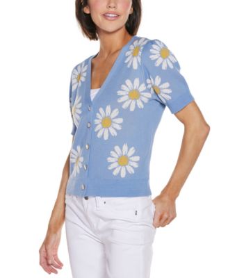 Women's Daisy Jacquard V-Neck Cardigan Sweater