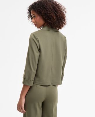 Women's Notched Collar Drapey Cropped Jacket