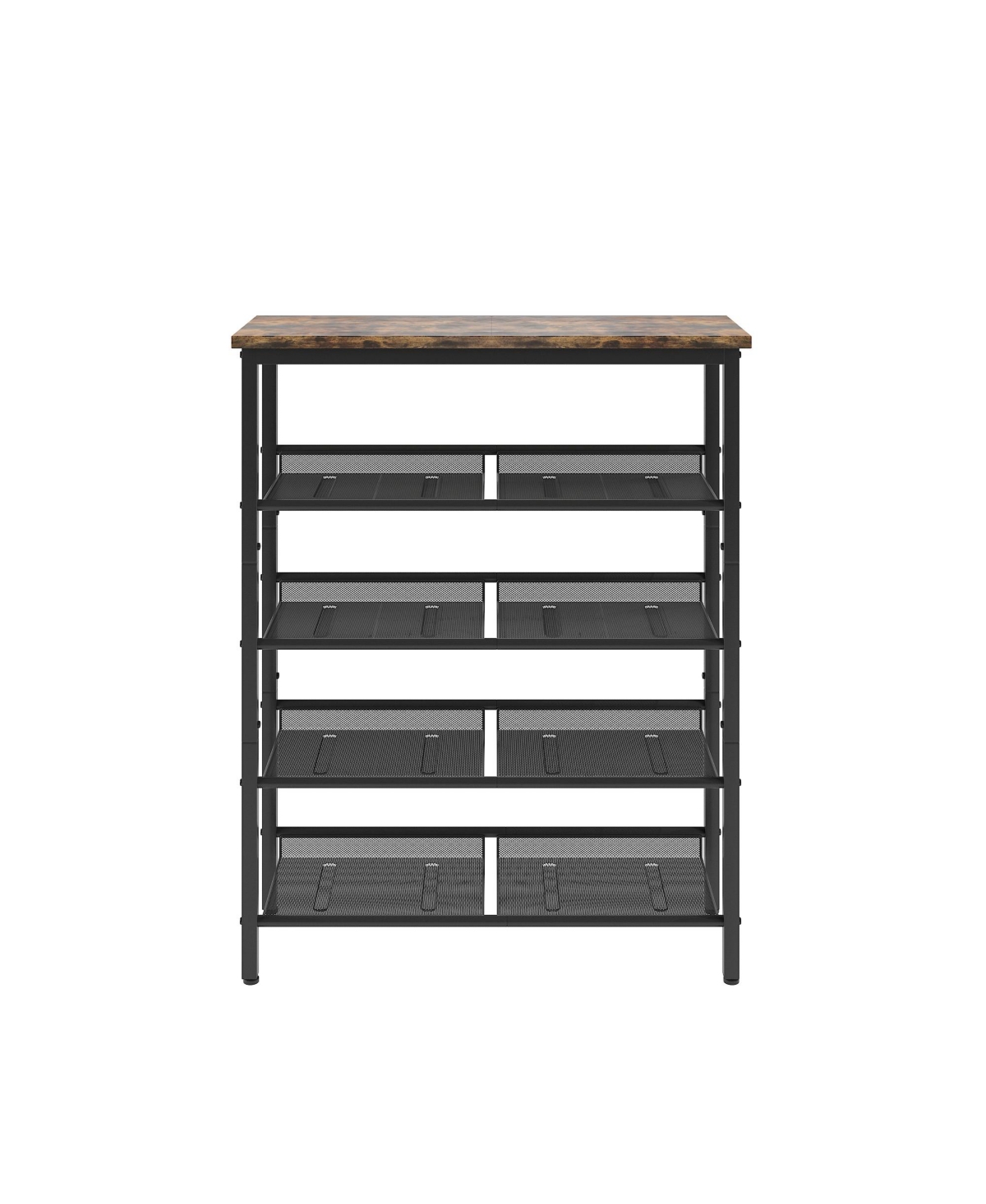 Mdf Industrial Shoe Rack, Adjustable Rustic Style 5-Tier Shoe Rack Storage Rack With 4 Grid Shelves