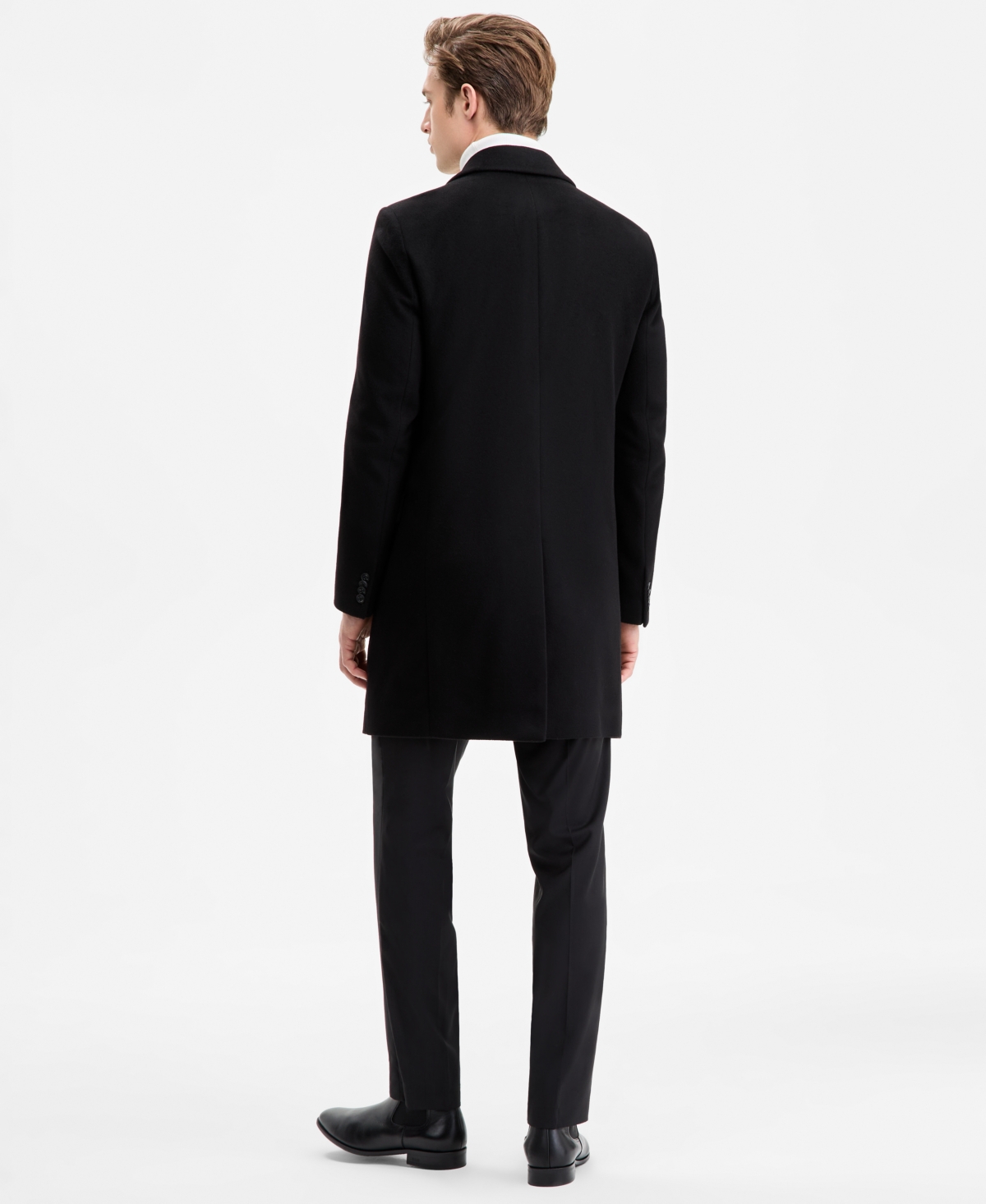 Hugo Boss Hugo By  Men's Regular-fit Cashmere Overcoat In Black