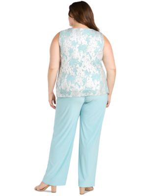 Plus Size 3-Pc. Embellished Jacket, Necklace Top & Pant Set