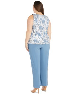 Plus Size 3-Pc. Embellished Jacket, Necklace Top & Pant Set