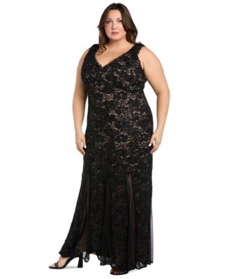 Plus Size Sequined Lace Gown 