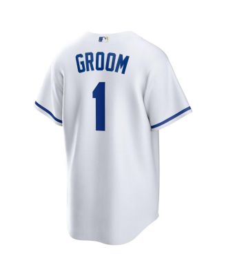 Men's&nbsp;White Kansas City Royals 1 Groom Home Replica Jersey