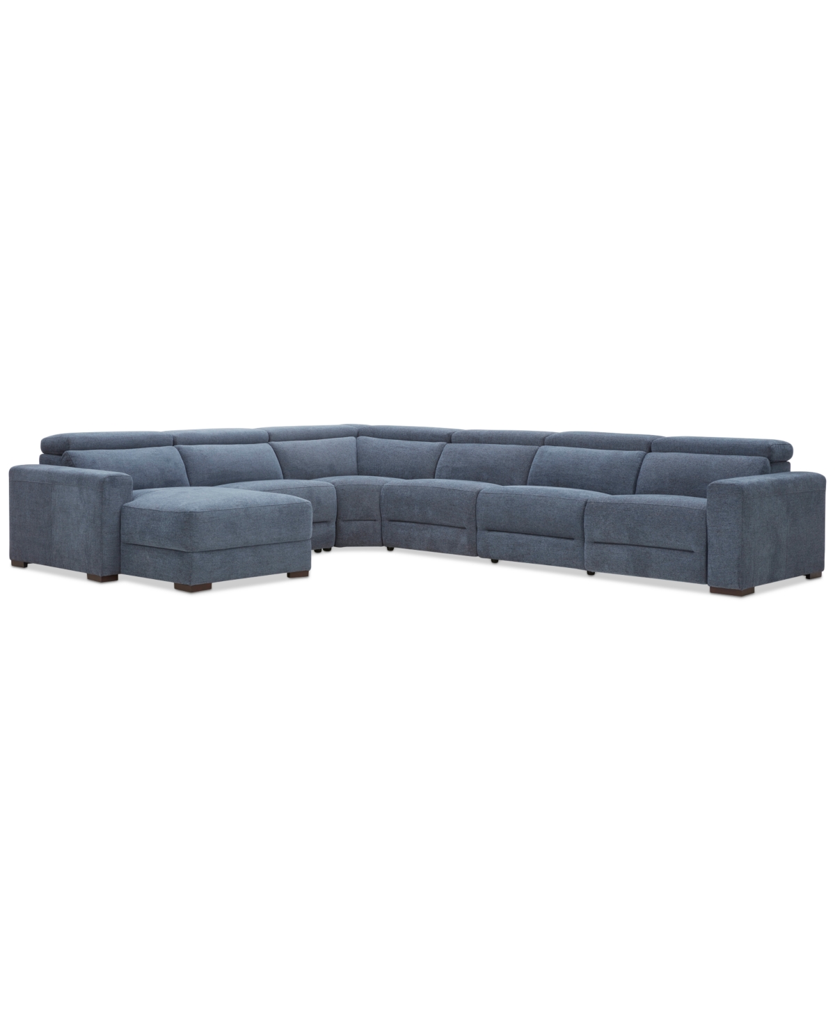 Macy's Nevio 6-pc. Fabric Power Headrest Sectional With 1 Power Motion Chair