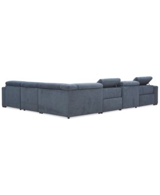 Nevio 6-Pc. Fabric Power Headrest Sectional with 2 Power Motion Chairs