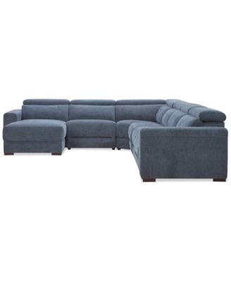 Nevio 6-Pc. Fabric Power Headrest Sectional with 1 Power Motion Chair
