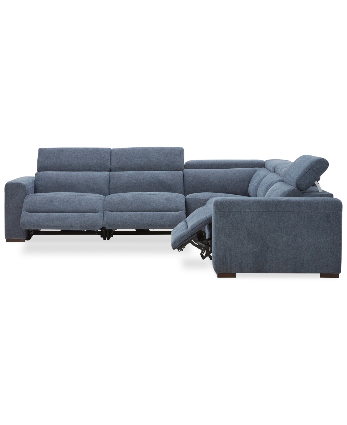 Macy's Nevio 5-pc. Fabric Power Headrest Sectional With 3 Power Motion Chairs