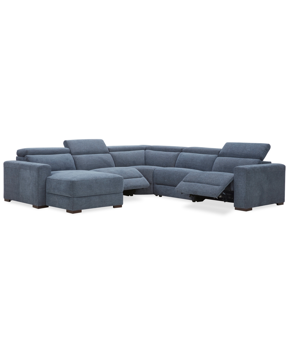 Macy's Nevio 6-pc. Fabric Power Headrest Sectional With 2 Power Motion Chairs