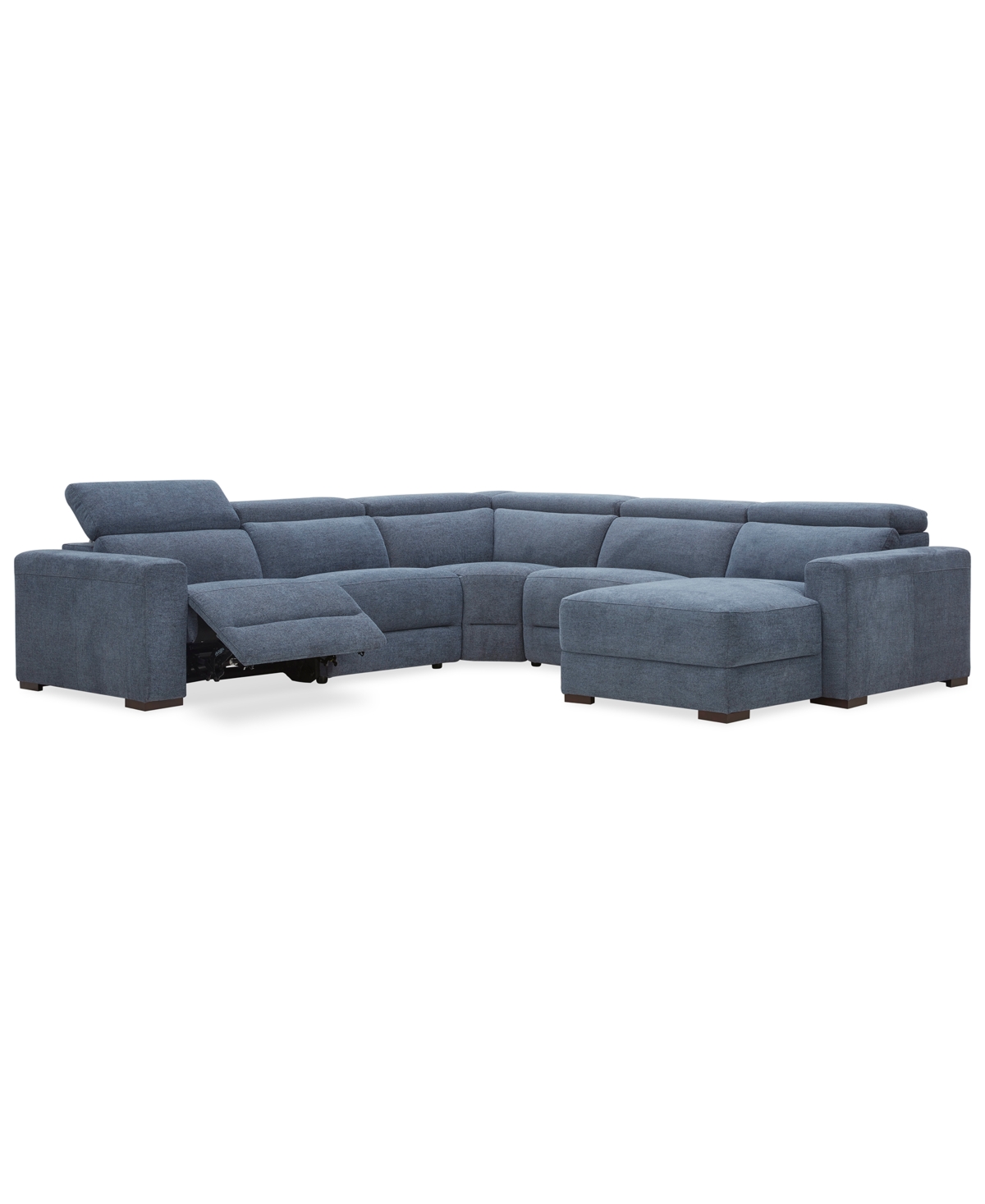 Macy's Nevio 6-pc. Fabric Power Headrest Sectional With 2 Power Motion Chairs