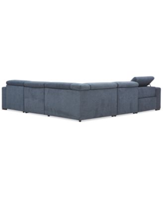 Nevio 5-Pc. Fabric Power Headrest Sectional with 1 Power Motion Chair