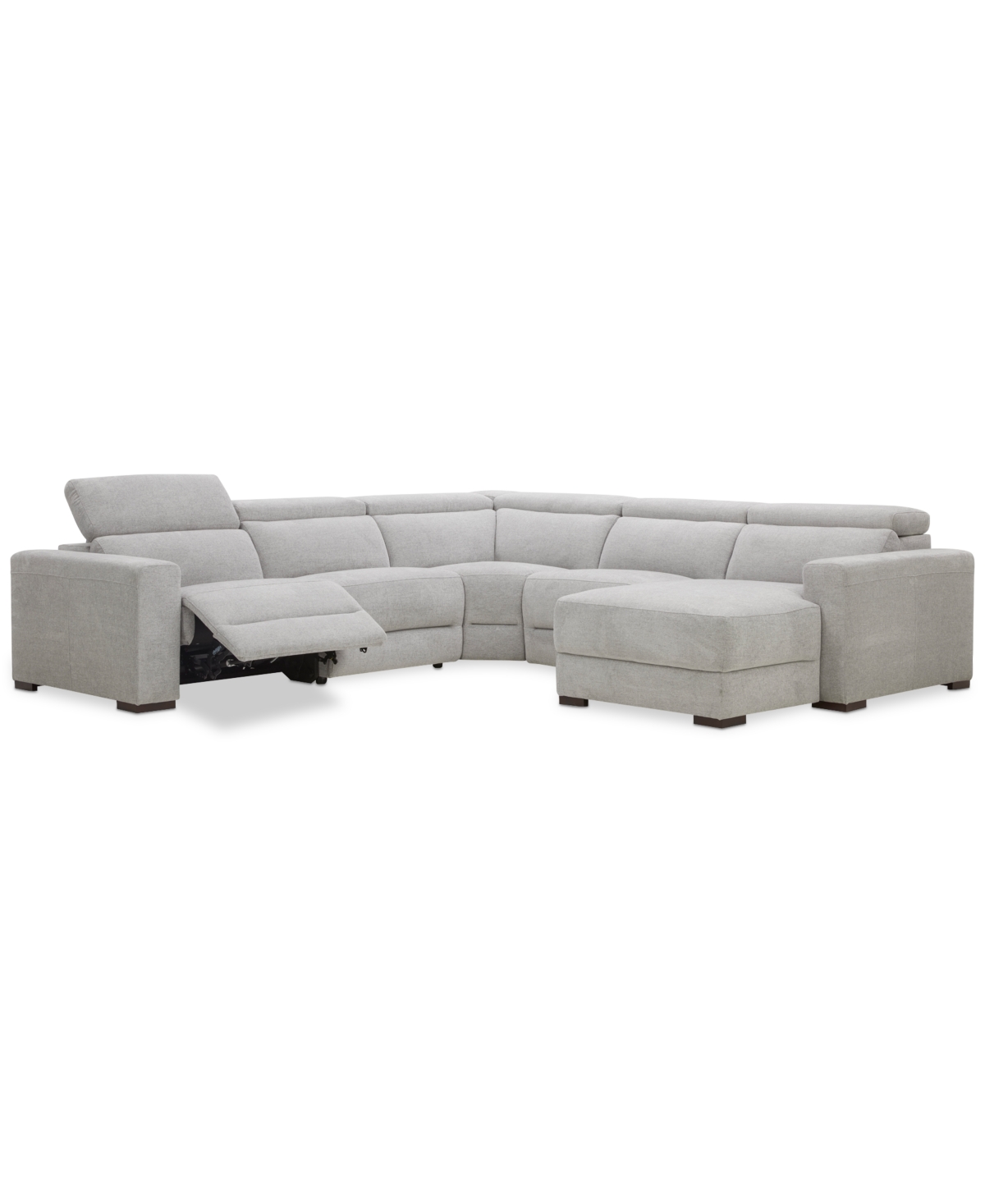 Macy's Nevio 5-pc. Fabric Power Headrest Sectional With 1 Power Motion Chair