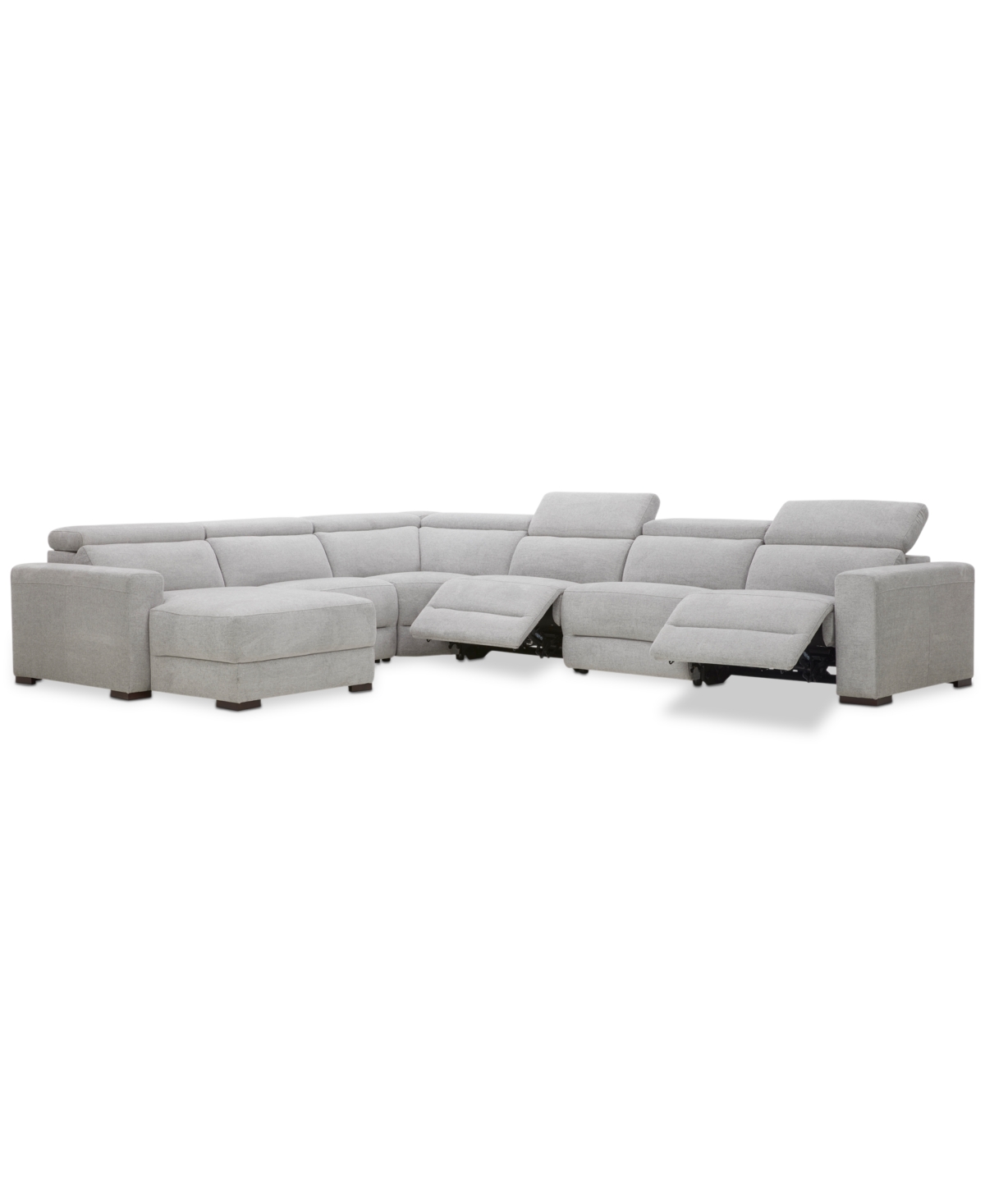 Macy's Nevio 6-pc. Fabric Power Headrest Sectional With 2 Power Motion Chairs