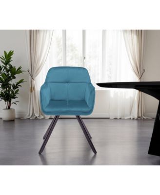 Velvet Arm Chair with Sturdy Metal Base for Dining Table or Accent Seating