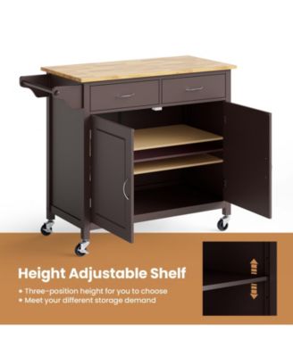 Wood Top Rolling Kitchen Cart Island