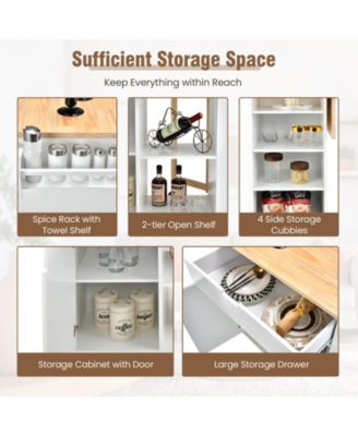 Drop-Leaf Kitchen Island with Rubber Wood Top