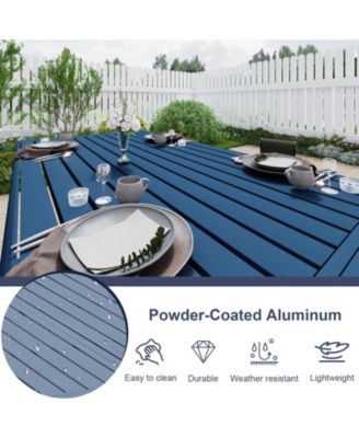 3-Piece Outdoor Patio Dining Set, Aluminum Furniture Set with 1 Rectangular Picnic Table and 2 Benches for Garden, Lawn, Yard