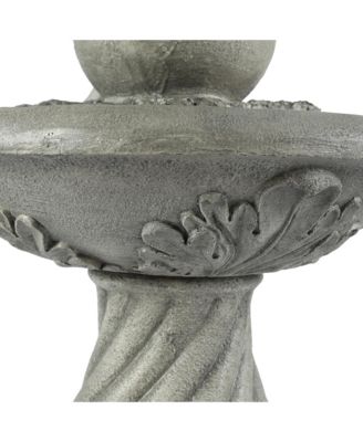 Gray Resin Cherub Birdbath Outdoor Patio Fountain